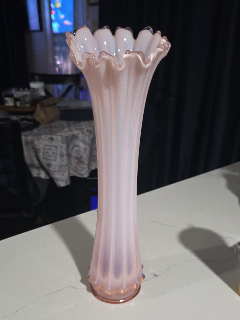Blush Ruffled Glass Bud Vase - Decorative Home Accent